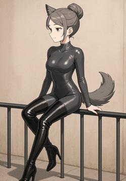 catsuit and boots