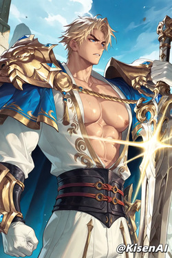 [KisenAI] Arthur-亚瑟-荣光之誓-铠甲腹肌肌肉P1-王者荣耀-Honor of Kings-SFW [AI Generated] page 6