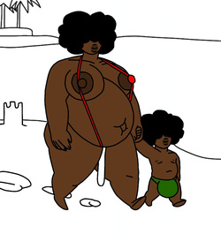 ebony mother and son on the beach page 5