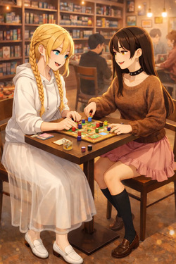 Bella and Emma Board Game Cafe Date [AI Generated] page 3